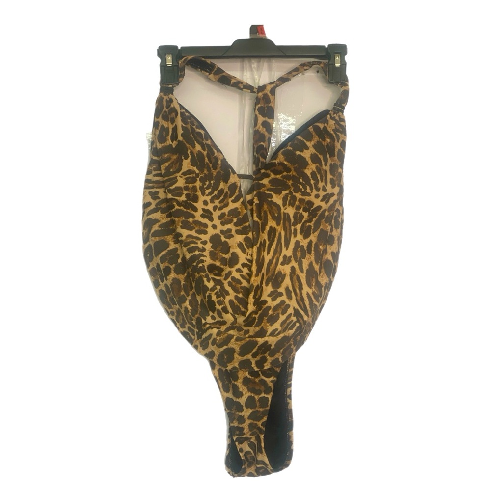 Bar III Women’s 1pc Beach Cheetah Print SwimSuit Ties at Neck & Waist S NWT